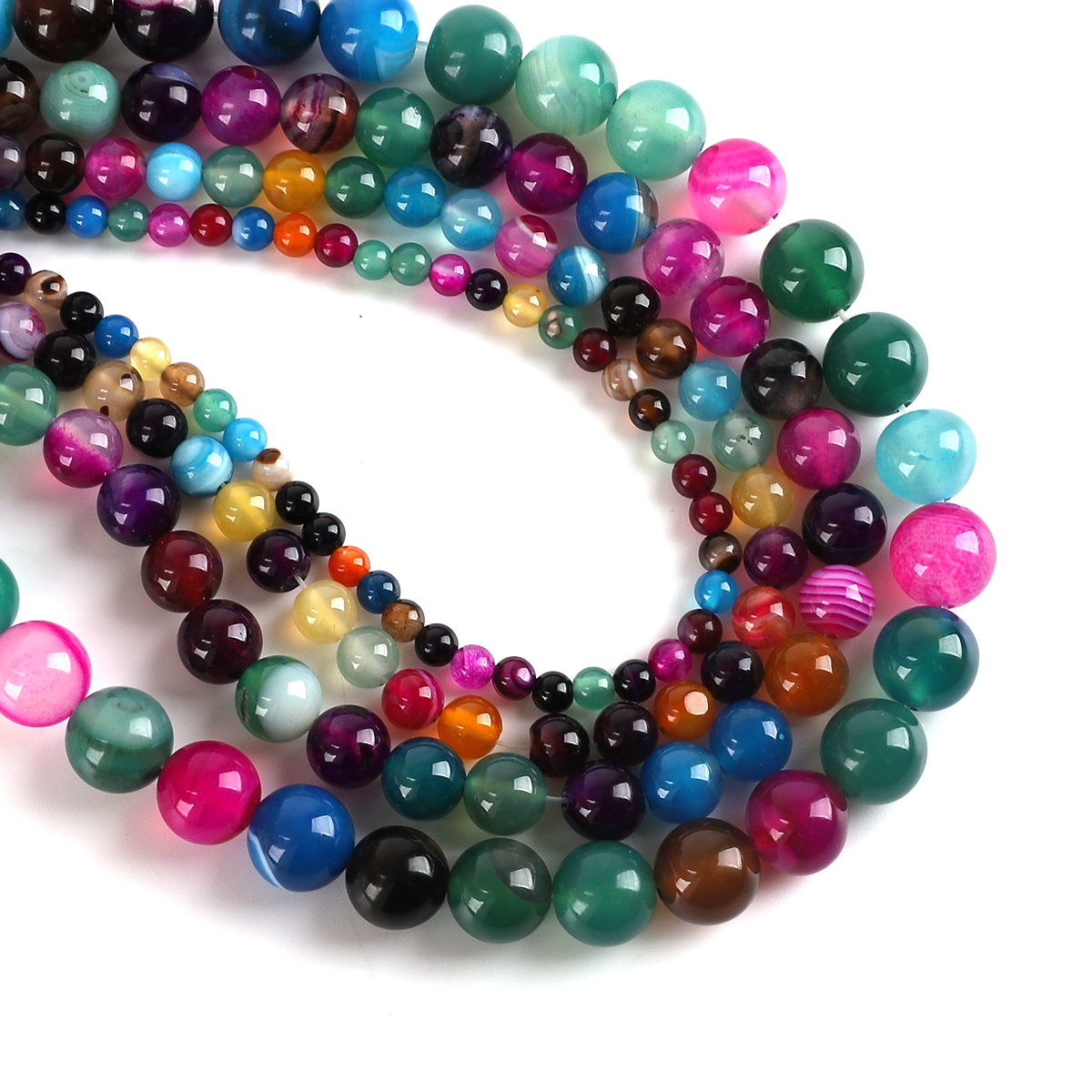 Jewelry Making With Stones - Natural Agate Stone Beads Colorful Round