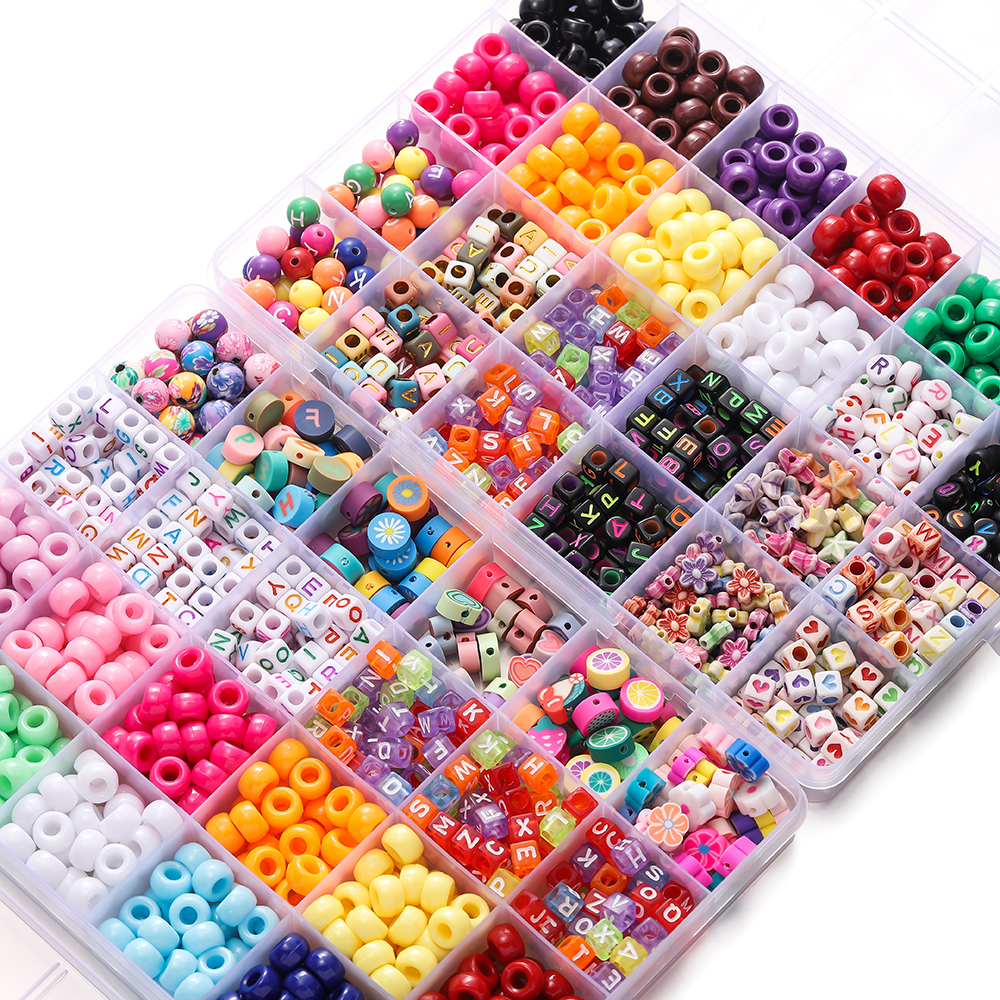 Jewelry Making Box - 680pcs/Box Colorful Acrylic Pony Bead Square