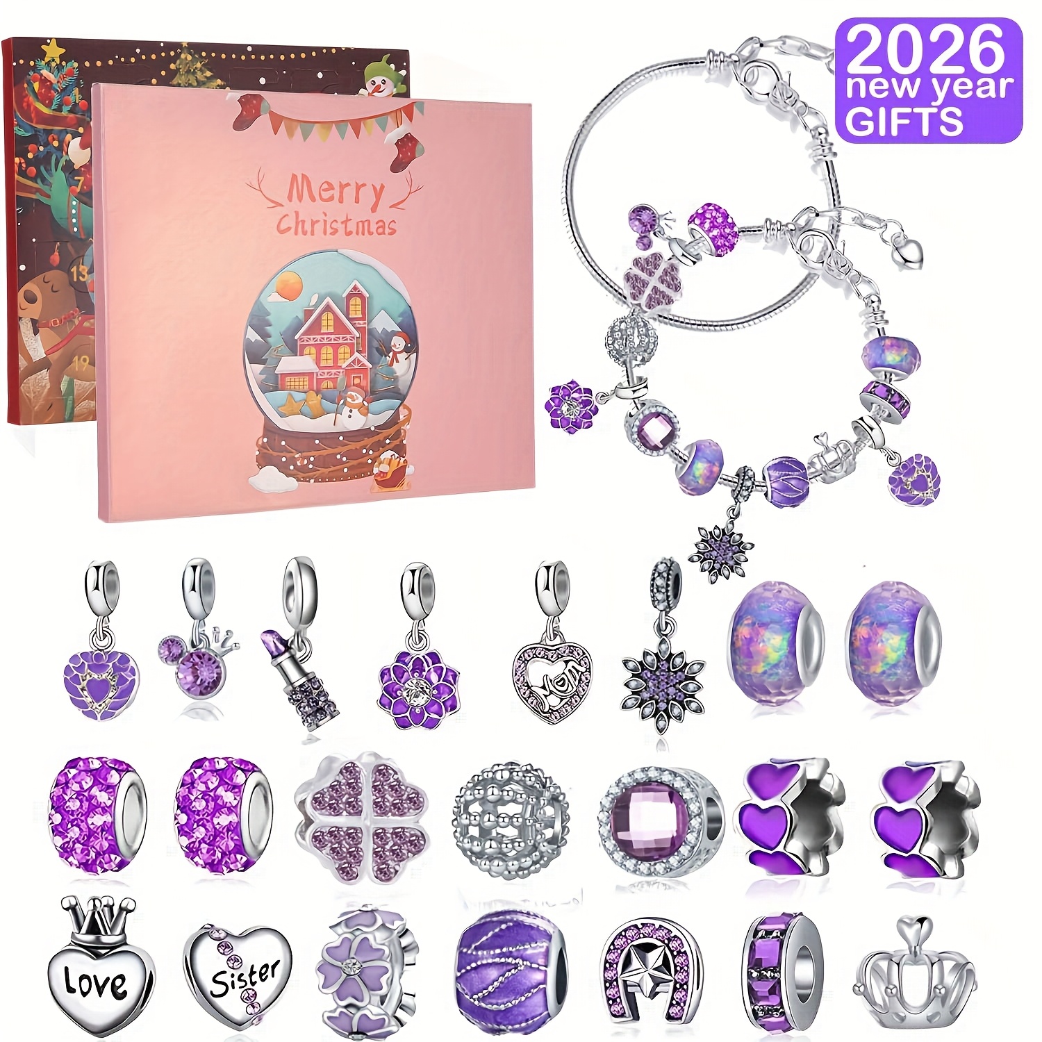 Jewelry Making Box - Christmas purple beads DIY jewelry making
