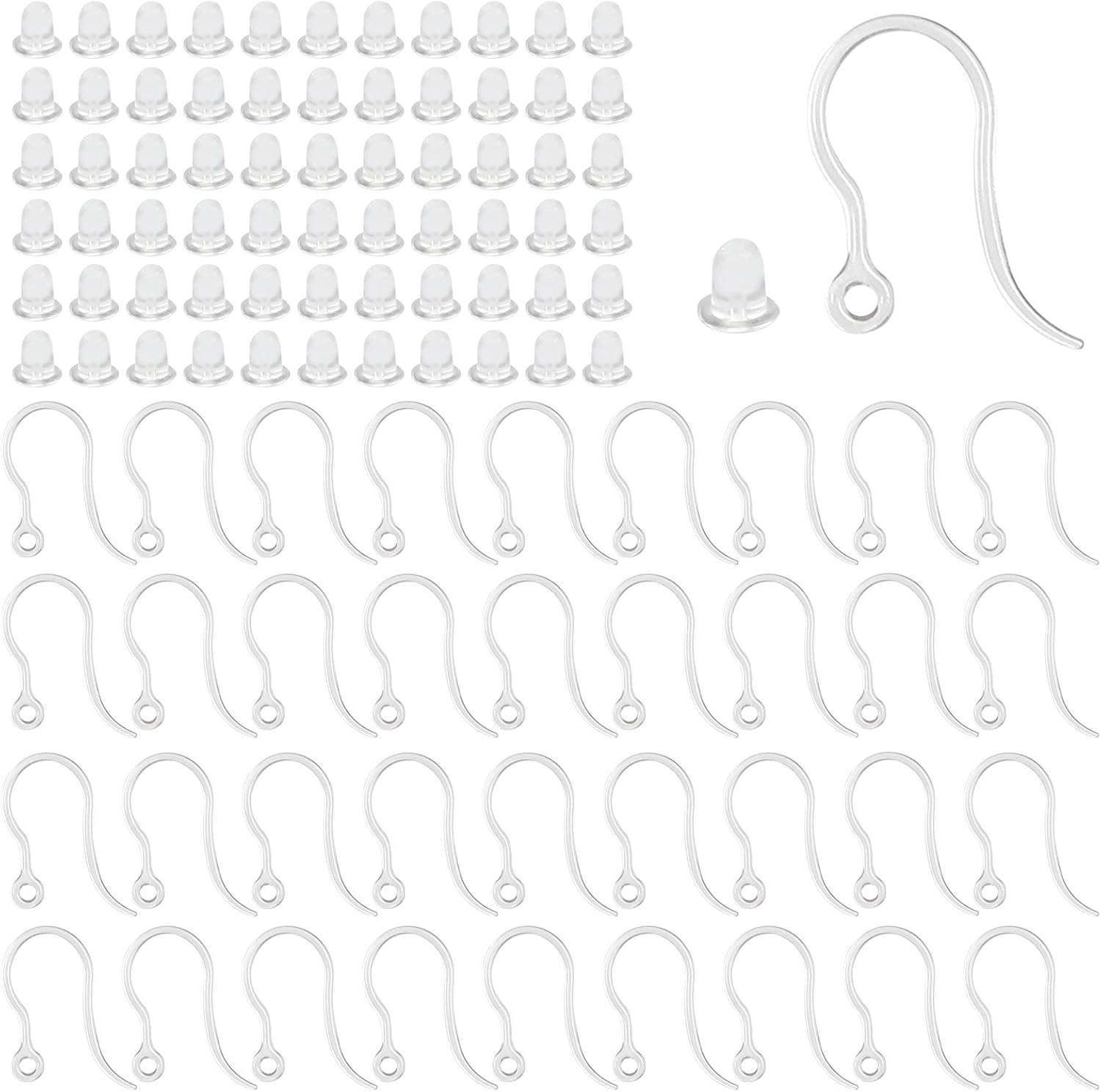 Jewelry Making Factory - 40pcs Clear Plastic Earring Hooks Ear