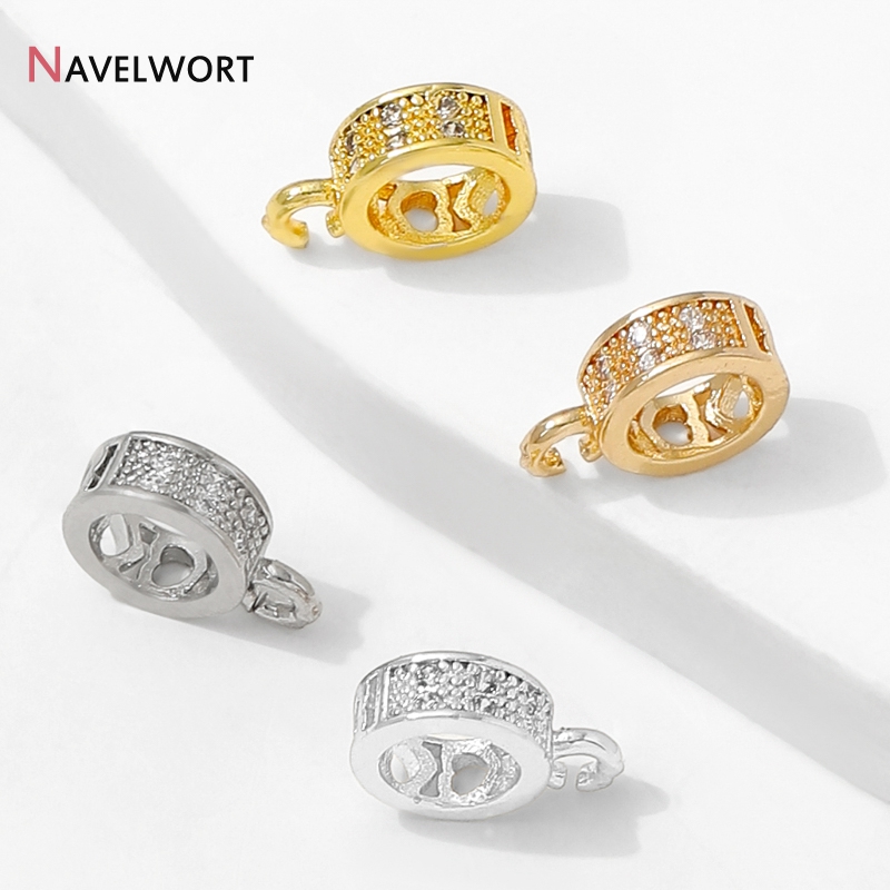 Jewelry Making Metal Supplies - 14K Gold Plated Inlaid Zircon Round