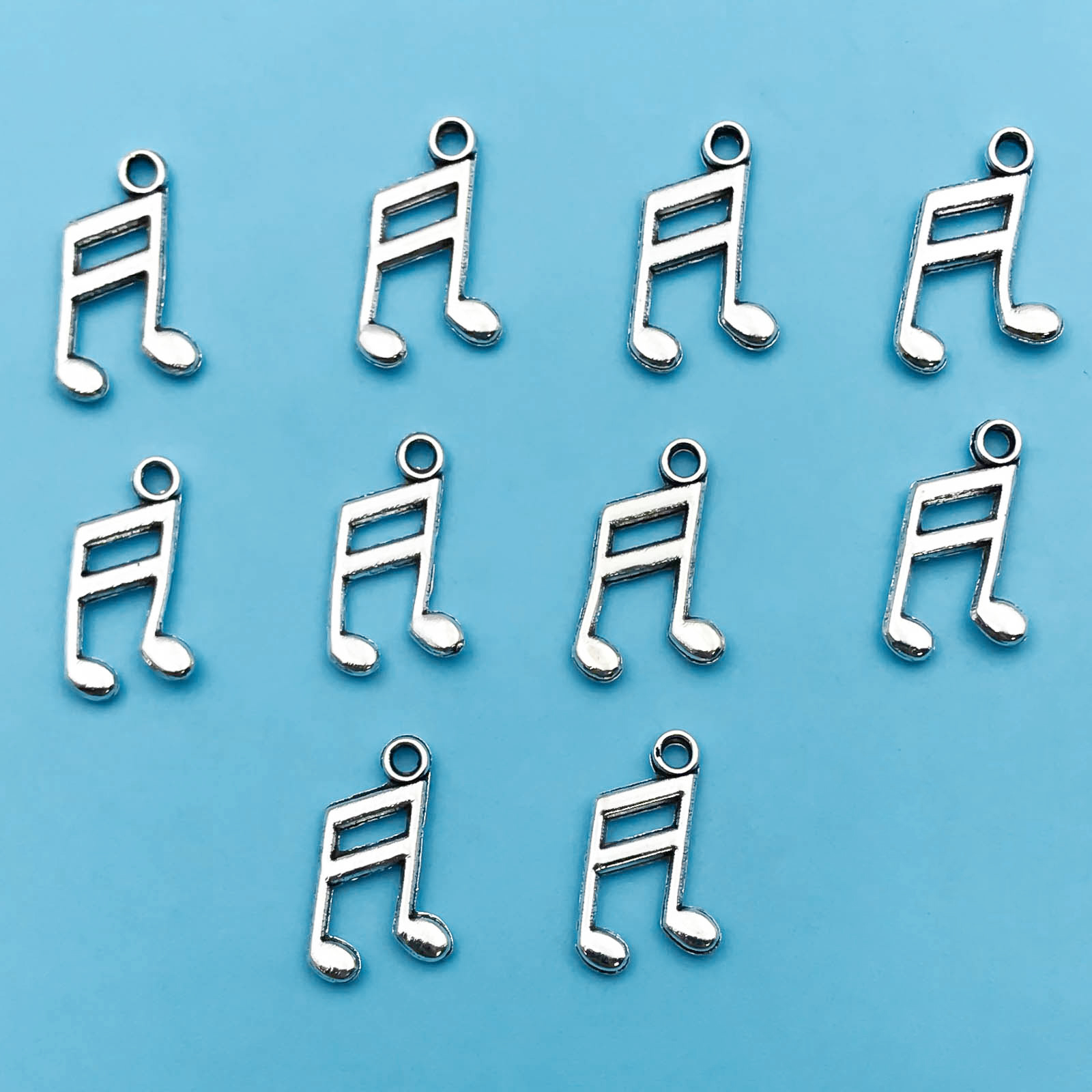 Jewelry Making Notes - 10/20Pcs Antique Silvery Musical Notes Charms