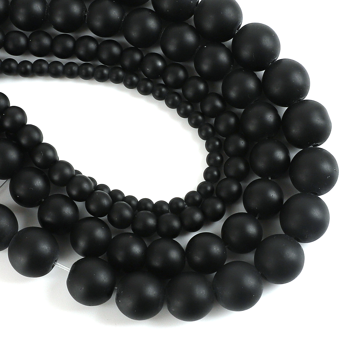 Jewelry Making With Stones - Black Frosted Matte Glass Beads Round