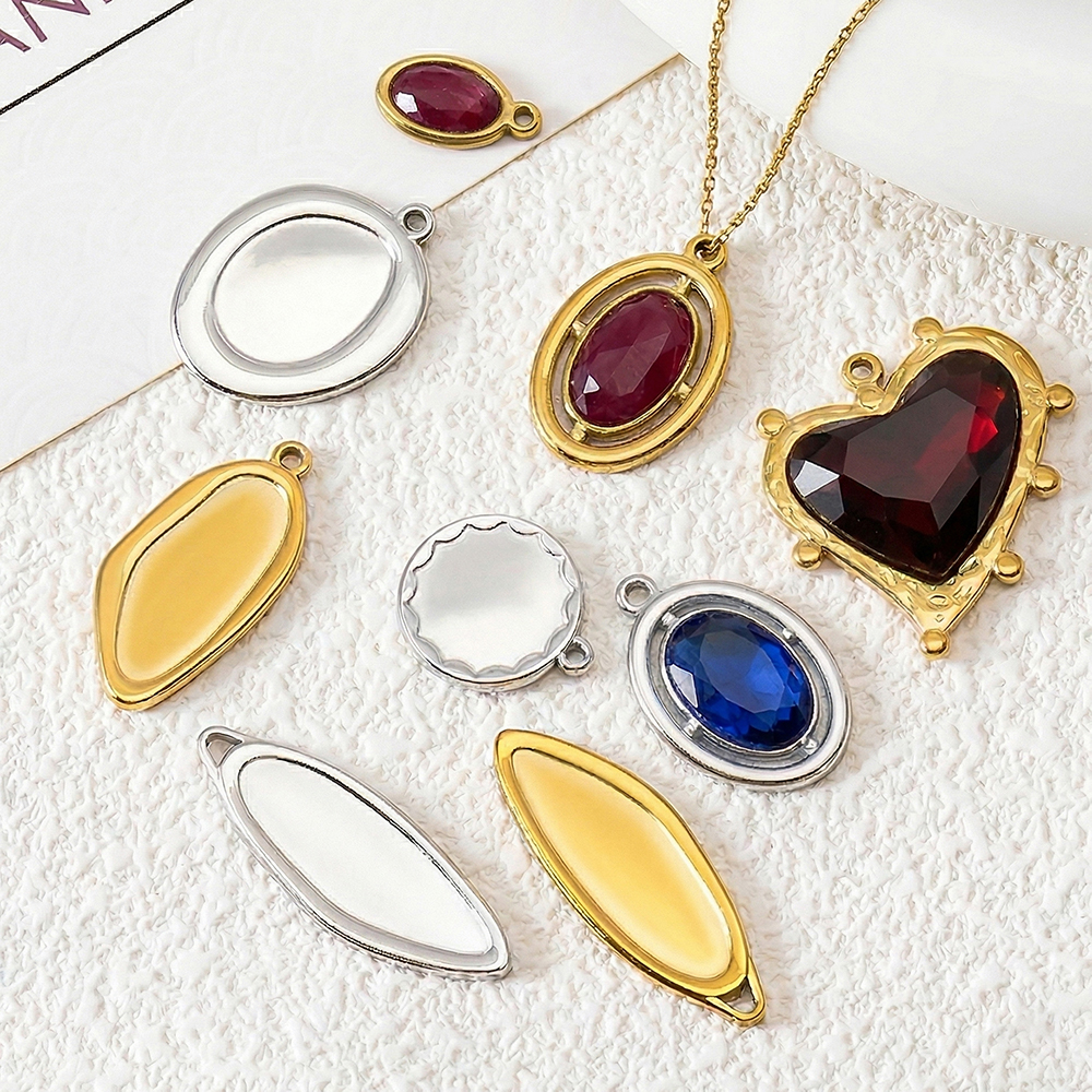 Jewelry Making With Stones - 5pcs Stainless Steel Oval Heart Frames