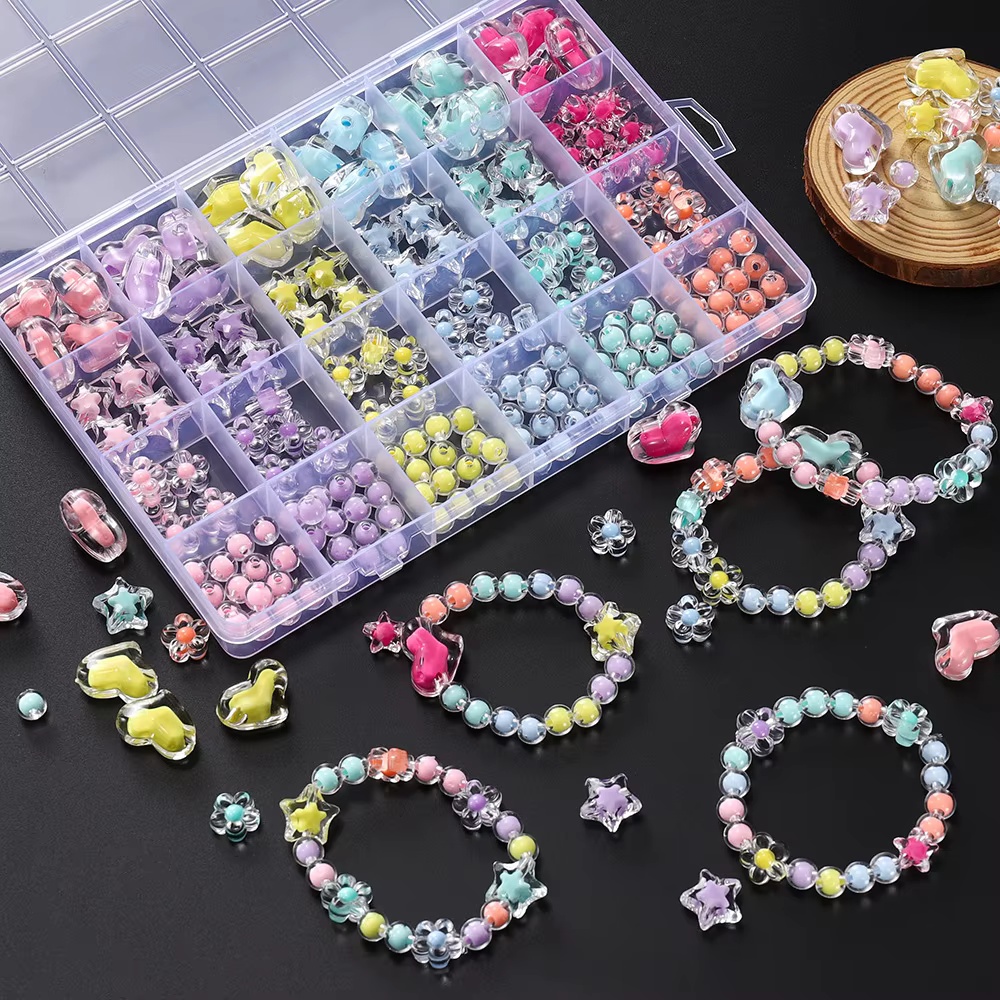 174pcs/Box Heart Acrylic Beads - Jewelry Making Kits For Kids のレビューと価格