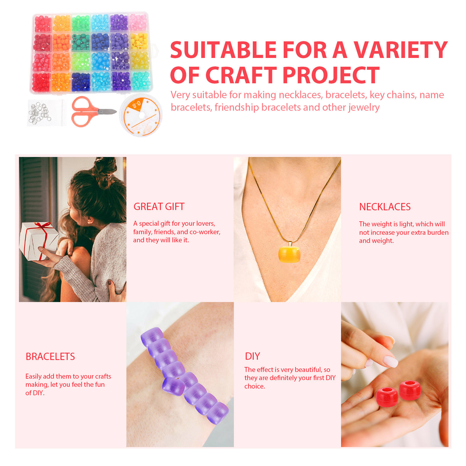 1Set Large Hole Beads DIY Bead - Jewelry Making Kits For Kids のレビューと価格
