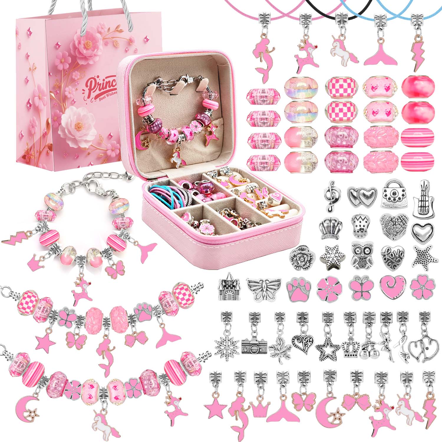 68pcs pink beaded jewelry set, - Jewelry Making Kits For Kids のレビューと価格