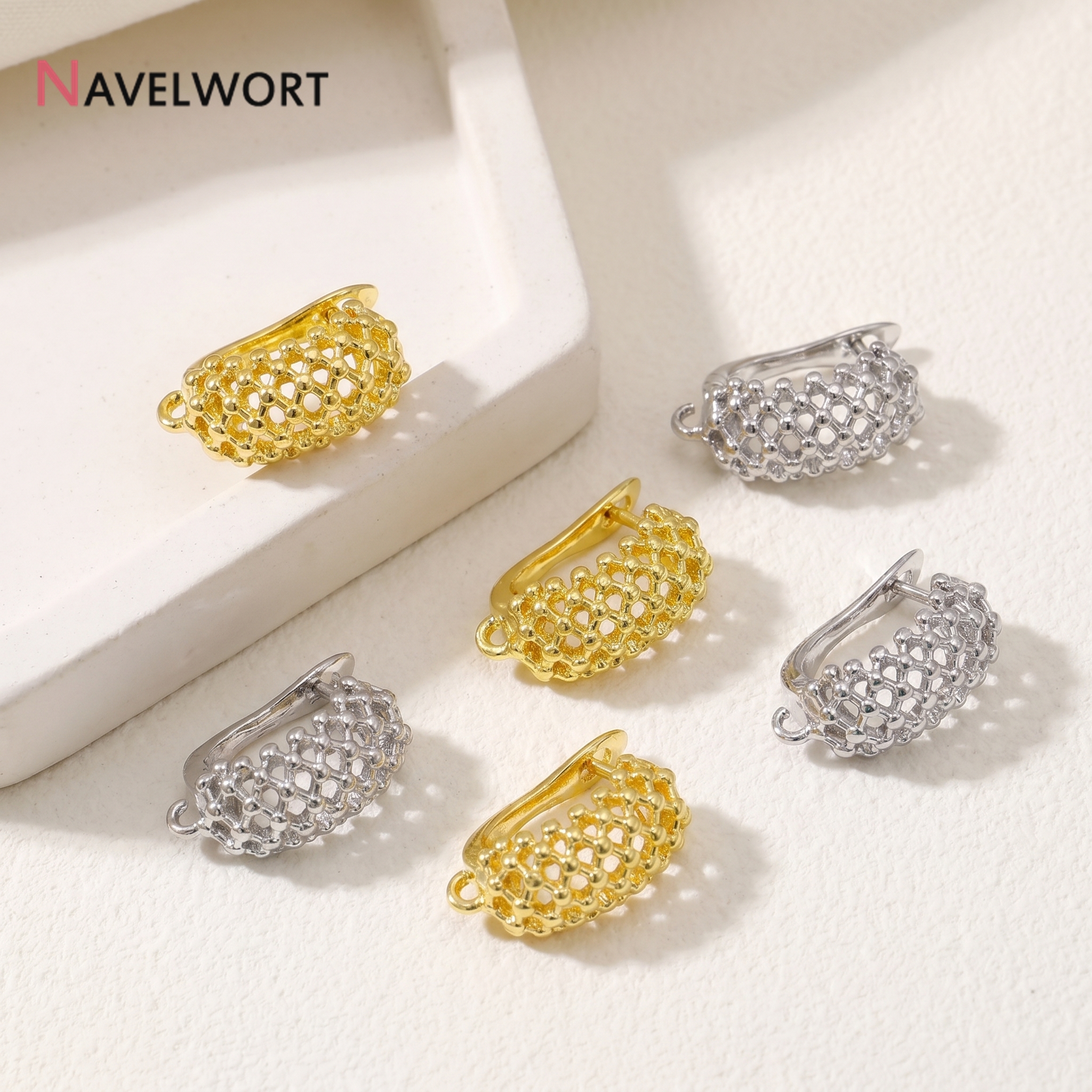 18K Gold Plated Brass  Hollow  - Jewelry Making Metal Supplies のレビューと価格