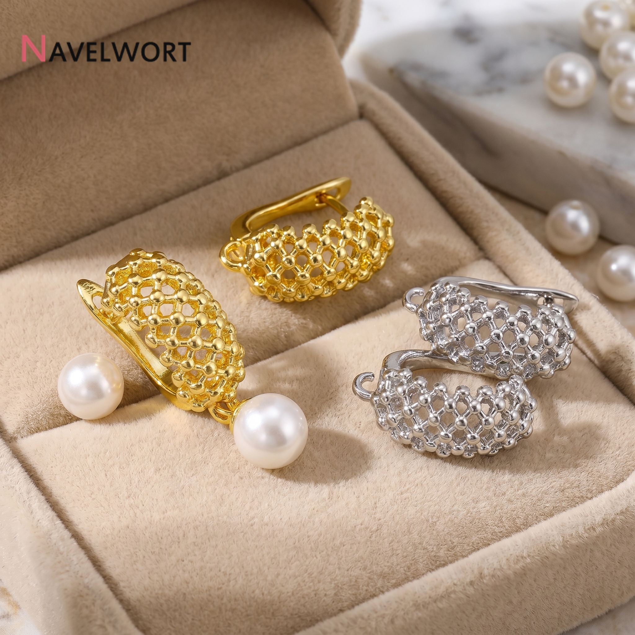 18K Gold Plated Brass  Hollow  - Jewelry Making Metal Supplies のレビューと価格