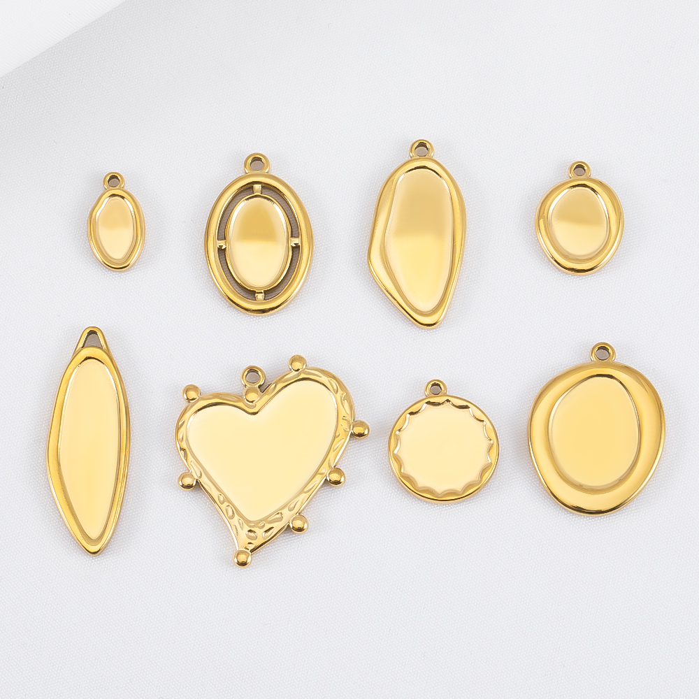 5pcs Stainless Steel Oval Hear - Jewelry Making With Stones のレビューと価格