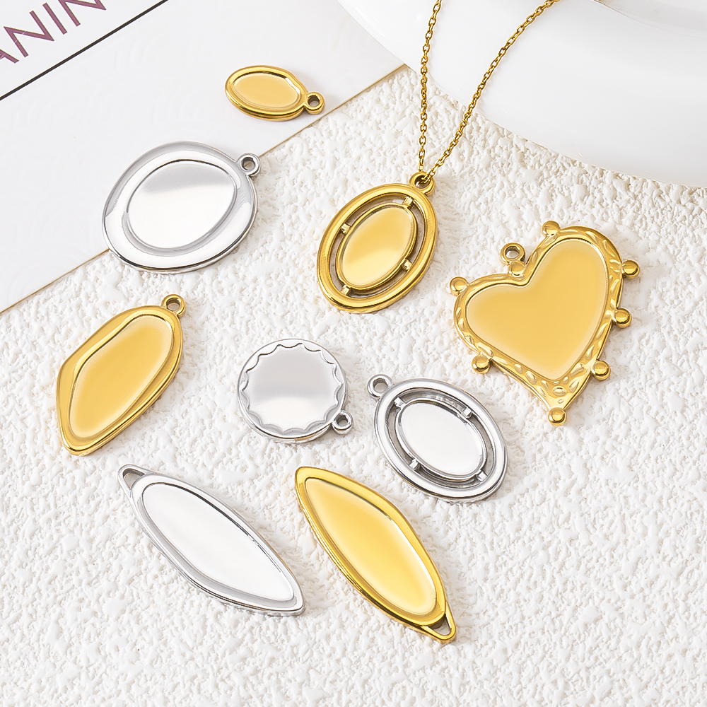 5pcs Stainless Steel Oval Hear - Jewelry Making With Stones のレビューと価格